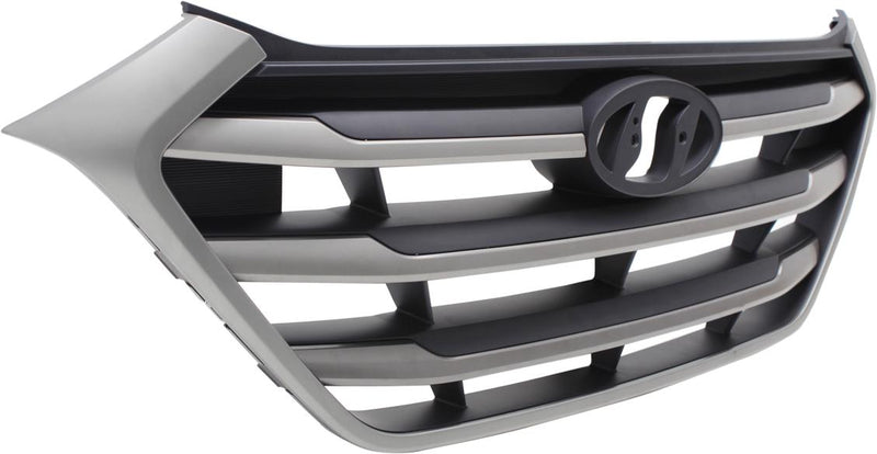 Grille Assembly Single Silver Black Plastic Capa Certified - Replacement 2016-2017 Tucson