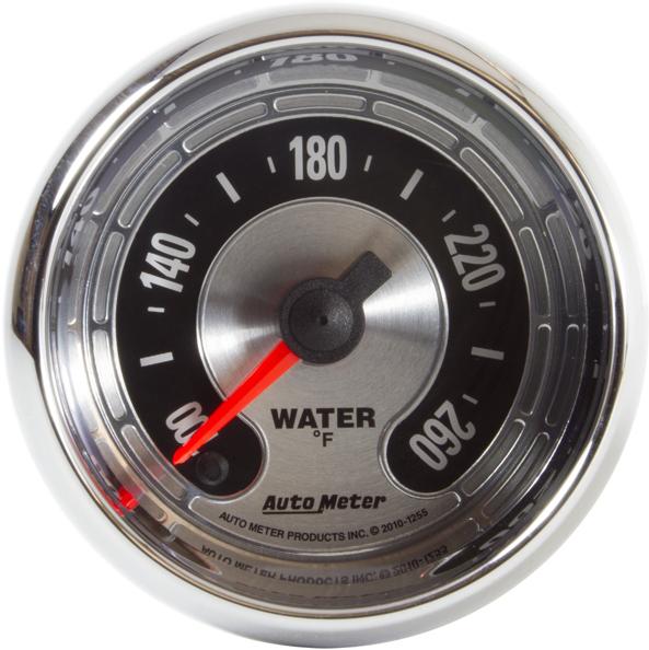 Water Temperature Gauge Single Silver American Muscle Series - Autometer Universal