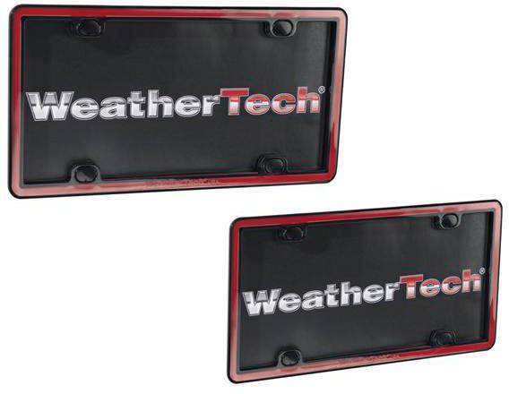 License Plate Frame Single Red Black Trim Eastman Durastar Polymer Cleare Series - Weathertech Universal