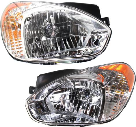 Headlight Set Of 2 Clear W/ Bulb(s) - Replacement 2007-2011 Accent