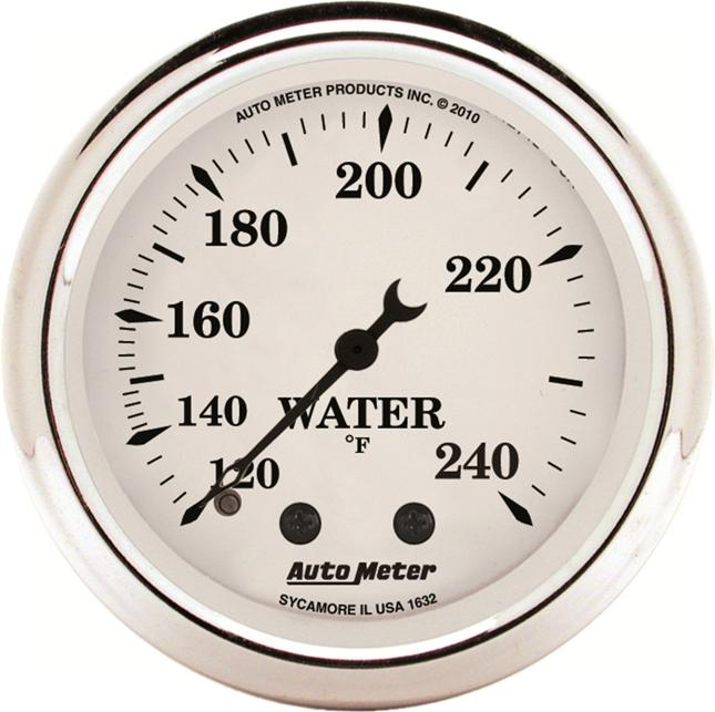 Water Temperature Gauge Single White Old Tyme Series - Autometer Universal