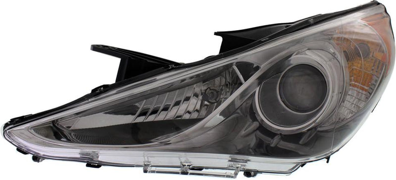 Headlight Set Of 3 Clear ; Chrome W/ Bulb(s) - Replacement 2011-2012 Sonata