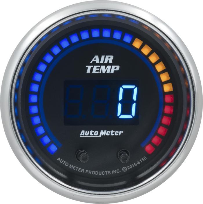 Air Temperature Gauge Single Black Digital Cobalt Series - Autometer Universal