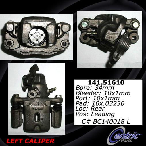 Brake Caliper Left Single Semi-loaded Series - Centric Parts 1997-1998 Elantra 4 Cyl 1.8L
