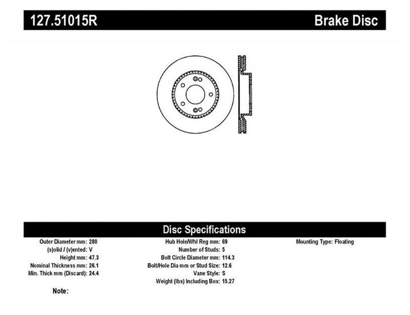 Brake Rotor Front Right Drilled Slotted - StopTech 2005-15 Hyundai Sonata  and more