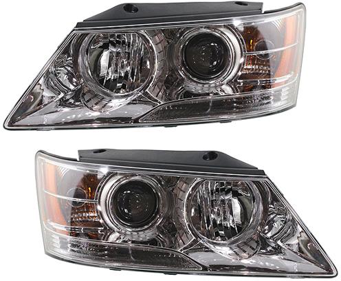 Headlight Set Of 2 Clear W/ Bulb(s) - Replacement 2009-2010 Sonata