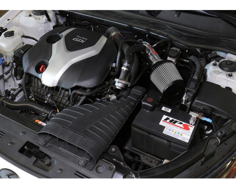 Short Ram Air Intake Air Intake Kit Incl. Heat Shield Polish - HPS Performance Products 2011-14 Hyundai Sonata