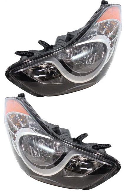 Headlight Set Of 2 Clear W/ Bulb(s) - Replacement 2011-2012 Elantra - Out of Stock