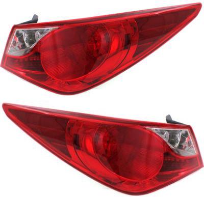 Tail Light Set Of 2 Clear Red Capa Certified W/ Bulb(s) - Replacement 2011-2012 Sonata
