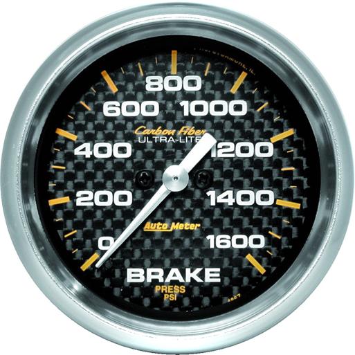 Brake Pressure Gauge Single Carbon Fiber Series - Autometer Universal