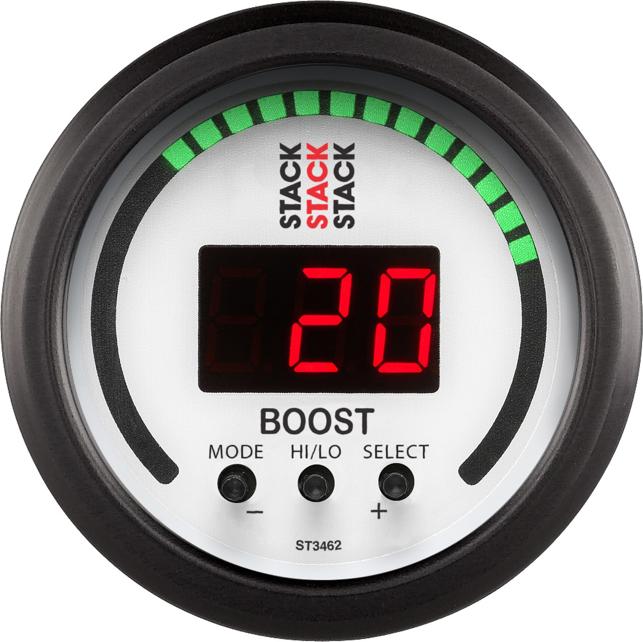 Boost Controller Gauge Single White Stack Series - Autometer Universal