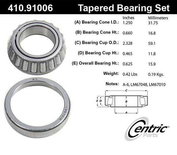 Wheel Bearing Single Premium Series - Centric Parts Universal