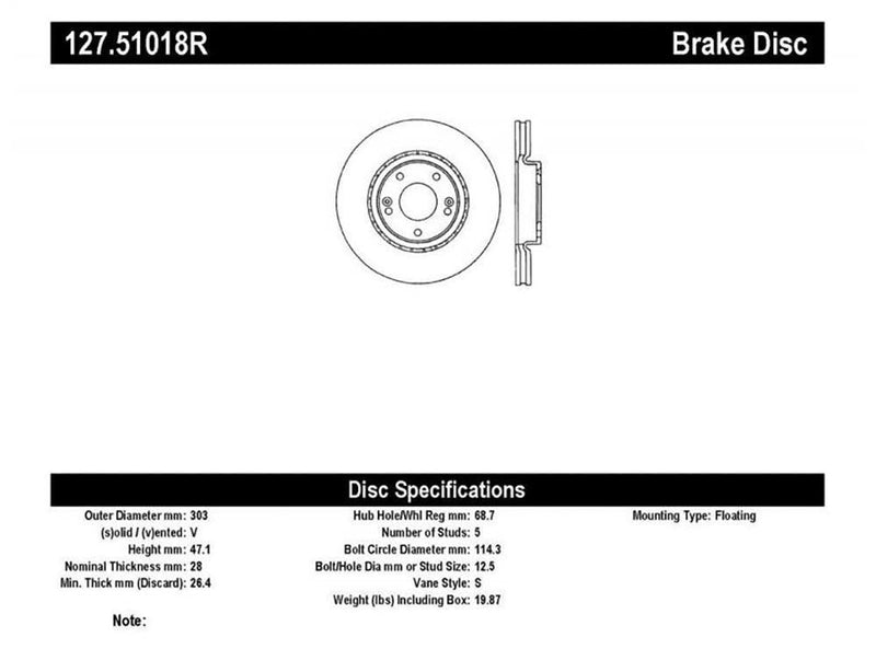 Brake Rotor Front Right Drilled Slotted - StopTech 2006-11 Hyundai Azera