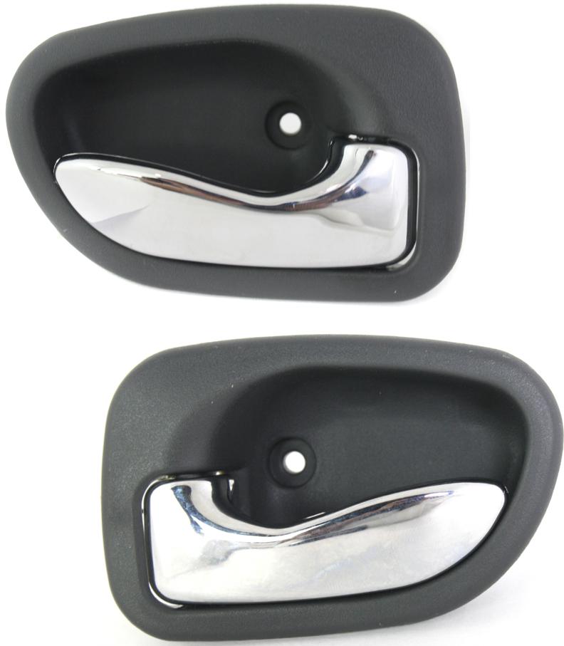 Interior Door Handle Set Of 2 Gray Bezel Chrome - Replacement 1995 Accent 4 Cyl 1.5L