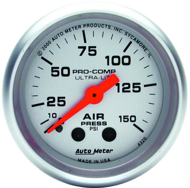 Air Pressure Gauge Single Silver Ultra-lite Series - Autometer Universal