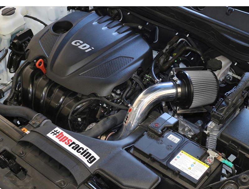 Short Ram Air Intake Incl. Heat Shield Polish - HPS Performance Products 2011-14 Hyundai Sonata