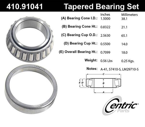 Wheel Bearing Single Premium Series - Centric Parts 1986-1994 Excel