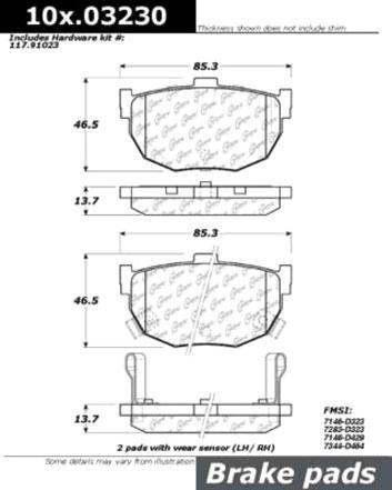 Brake Pad Set Set Of 2 Ceramic Posi-quiet Series - Centric Parts 1994-1998 Elantra 4 Cyl 1.8L