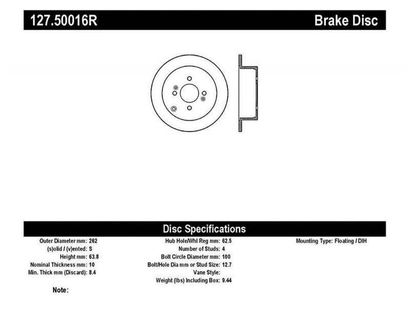 Brake Rotor Rear Right Drilled Slotted - StopTech 2006-07 Hyundai Accent