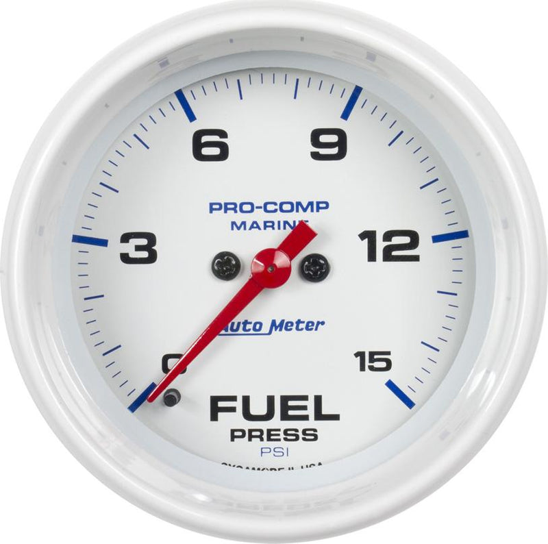 Fuel Pressure Gauge Single White Marine Series - Autometer Universal