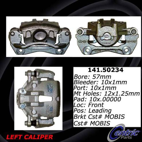 Brake Caliper Left Single Semi-loaded Series - Centric Parts 2009 Elantra 4 Cyl 2.0L