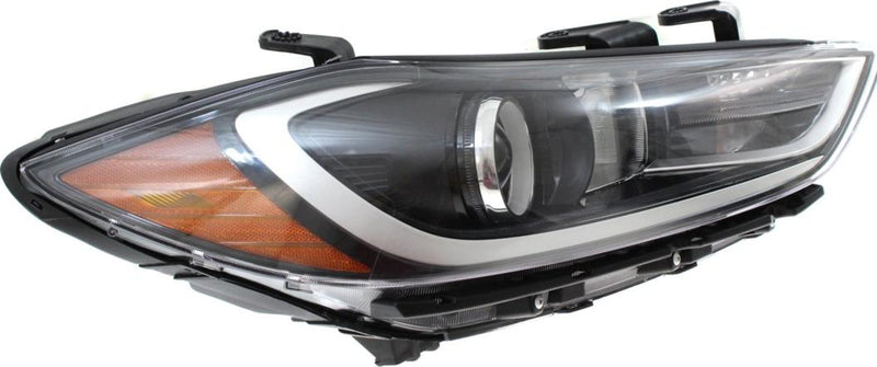 Headlight Set Of 2 Clear Amber W/ Bulb(s) - Replacement 2017-2018 Elantra