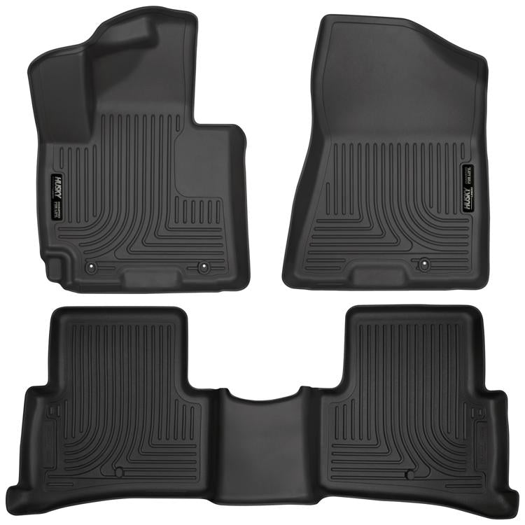 Floor Mats 1st 3 Pieces Black Rubberized&thermoplastic Weatherbeater Series - Husky Liners 2015-2017 Tucson
