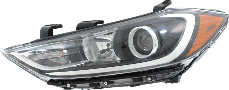 Headlight Set Of 2 Clear Amber W/ Bulb(s) - Replacement 2017-2018 Elantra