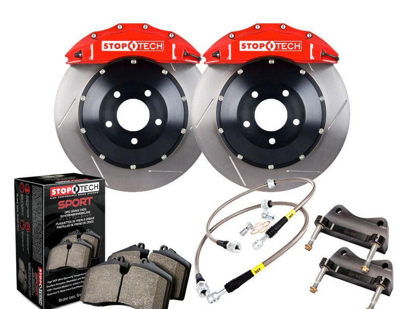 Big Brake Kit Caliper Black Rotor 2 Piece Slotted Rear Front - StopTech 2010-16 Hyundai Genesis Coupe  and more