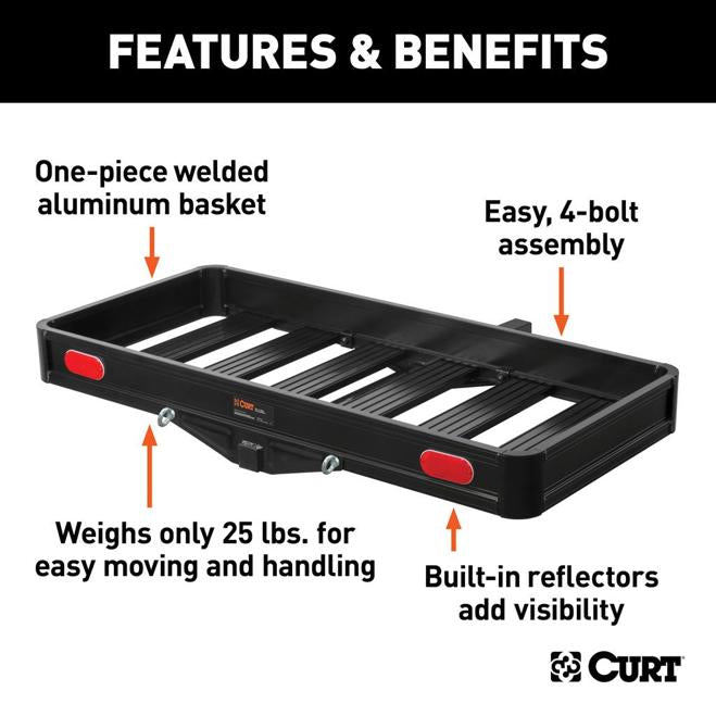 Cargo Carrier Max 500 Lbs Single Powdercoated Black Aluminum And Stainless Steel - Curt Universal