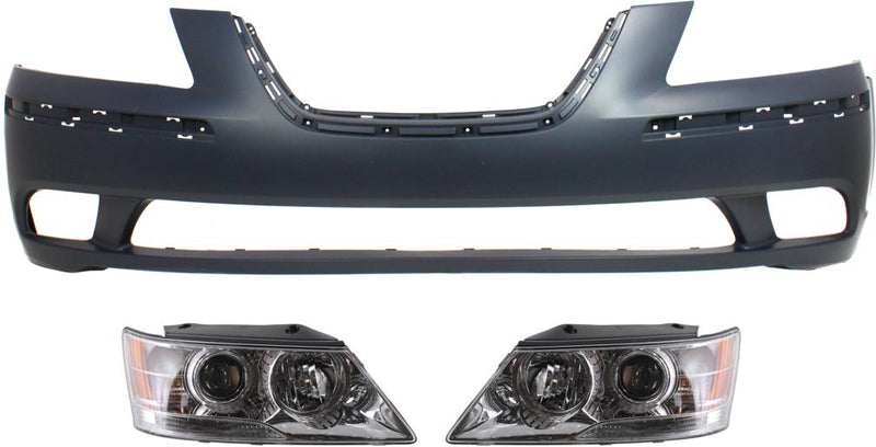 Bumper Cover Set Of 3 W/ Fog Light Holes Capa Certified - Replacement 2009-2010 Sonata