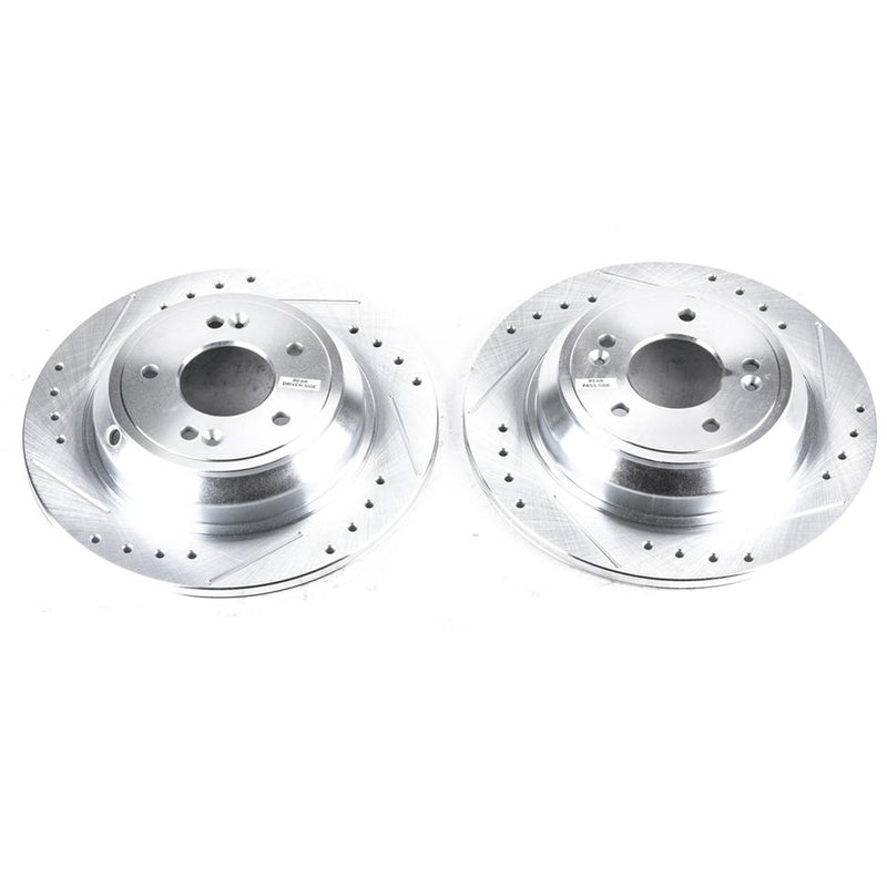 Brake Disc Set Of 2 Cross-drilled And Slotted Evolution Drilled & Slotted Series - Powerstop 2013-2014 Genesis Coupe 4 Cyl 2.0L