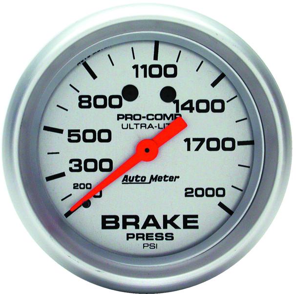 Brake Pressure Gauge Single Silver Ultra-lite Series - Autometer Universal