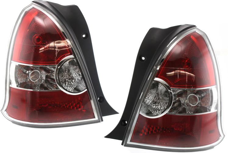 Tail Light Set Of 2 Clear Red W/ Bulb(s) - Replacement 2008 Accent