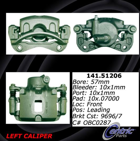 Brake Caliper Left Single Semi-loaded Series - Centric Parts 1992-1993 Sonata 4 Cyl 2.0L