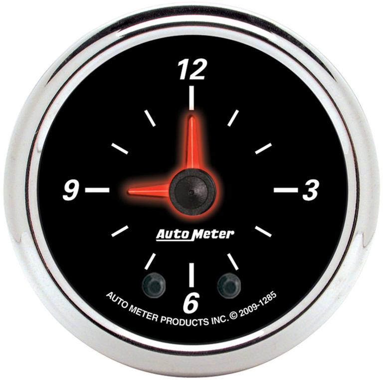 Clock Single Black Designer Black Ii Series - Autometer Universal