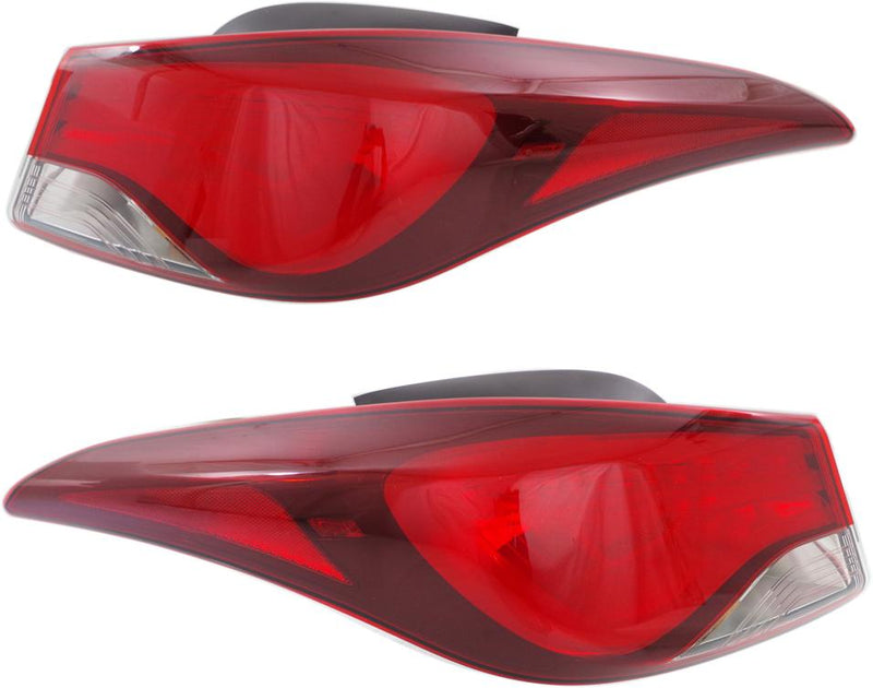 Tail Light Set Of 2 Clear Red Sedan W/ Bulb(s) Capa Certified - Replacement 2014-2016 Elantra