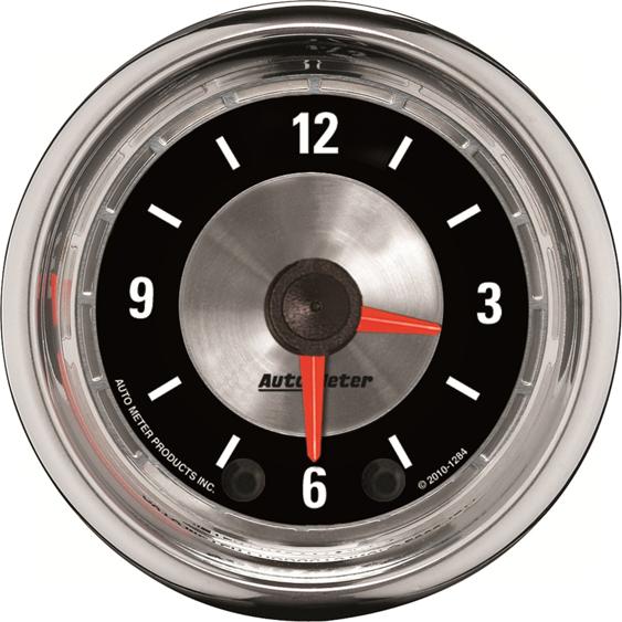 Clock Single Silver American Muscle Series - Autometer Universal