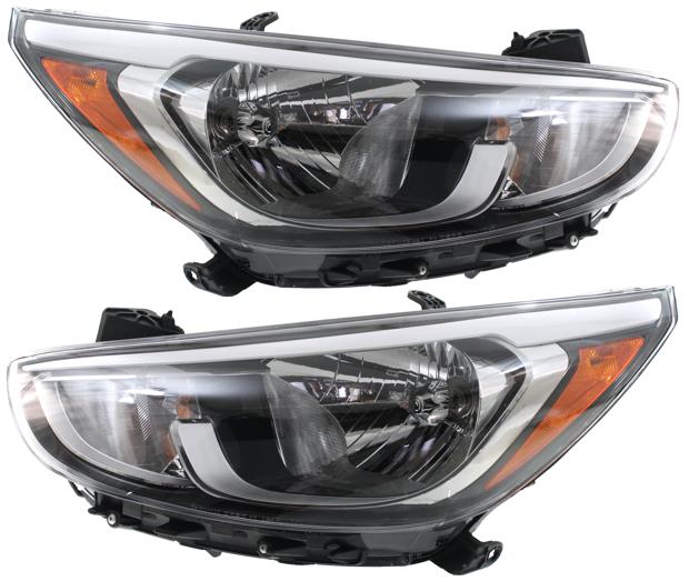 Headlight Set Of 2 Clear W/ Bulb(s) Capa Certified - Replacement 2015 Accent