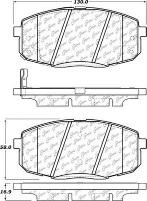 Brake Pad Set Set Of 2 Ceramic C-tek Series - Centric Parts 2011-2012 Elantra 4 Cyl 2.0L