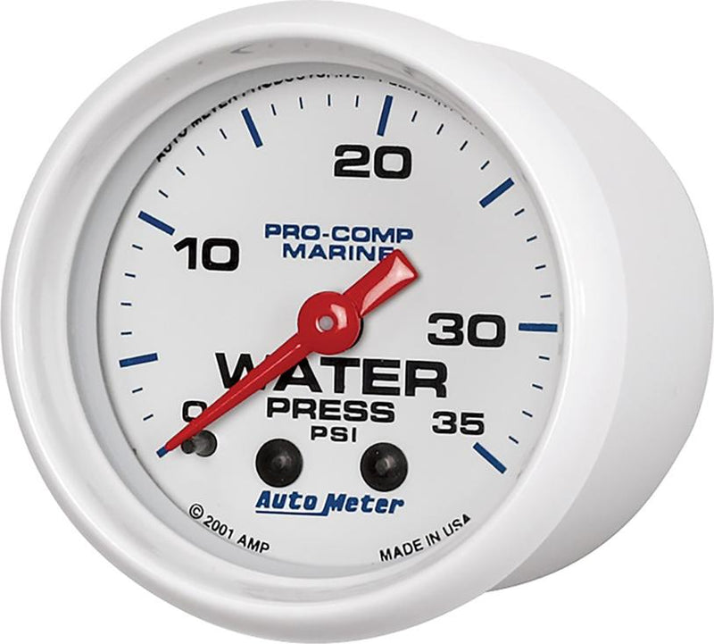 Water Pressure Gauge Single White Marine Series - Autometer Universal