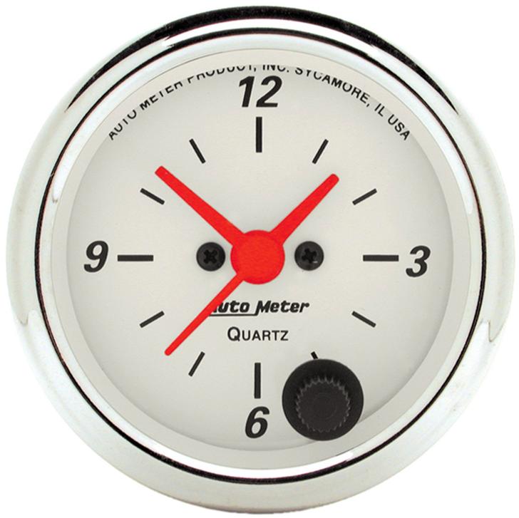 Clock Single White Arctic White Series - Autometer Universal