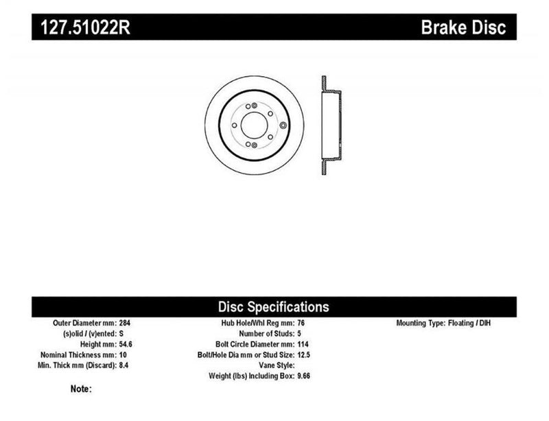 Brake Rotor Rear Right Drilled Slotted - StopTech 2006-09 Hyundai Azera