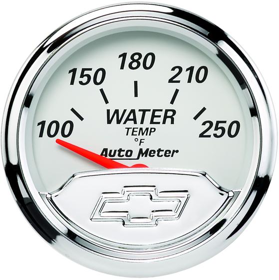 Water Temperature Gauge Single White Chevy Vintage Series - Autometer Universal