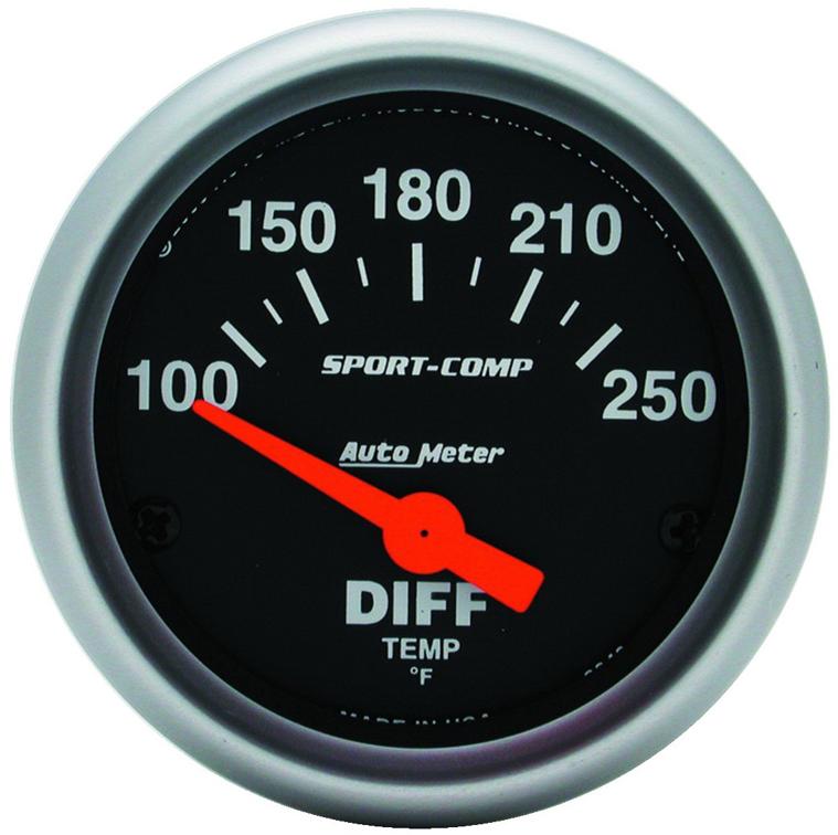 Differential Temperature Gauge Single Black Sport-comp Series - Autometer Universal