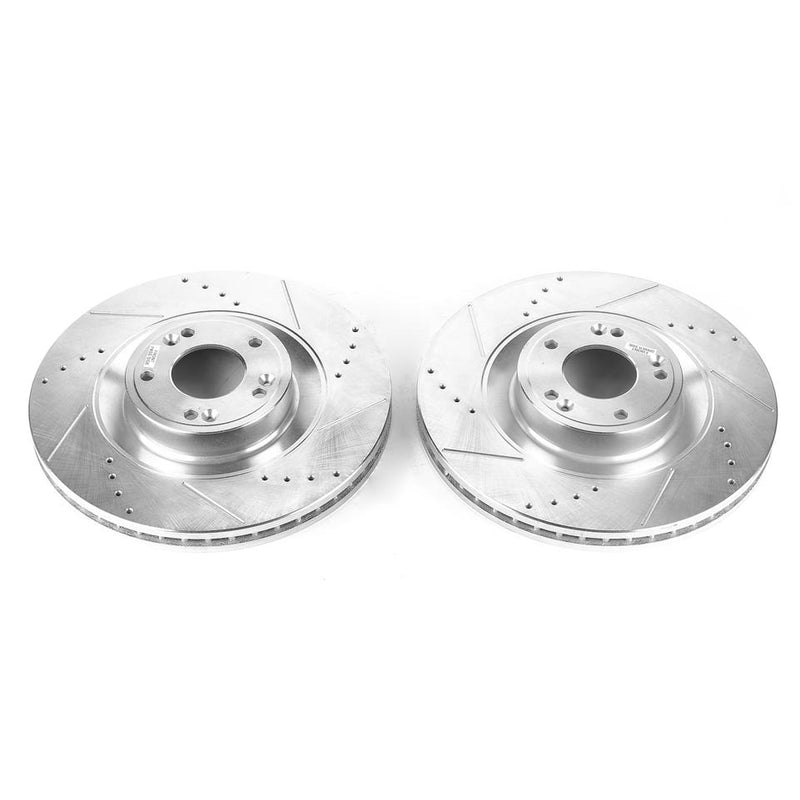 Brake Disc Left Set Of 2 Cross-drilled And Slotted Evolution Drilled & Slotted Series - Powerstop 2015-2016 Genesis 6 Cyl 3.8L