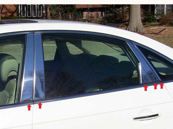 Pillar Post Trim 10 Piece Stainless - Quality Auto Accessories 2006-11 Hyundai Azera