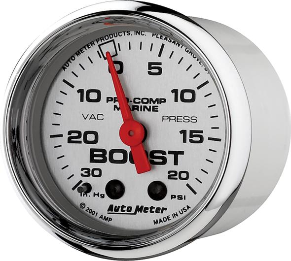 Boost Gauge Single Silver Marine Series - Autometer Universal