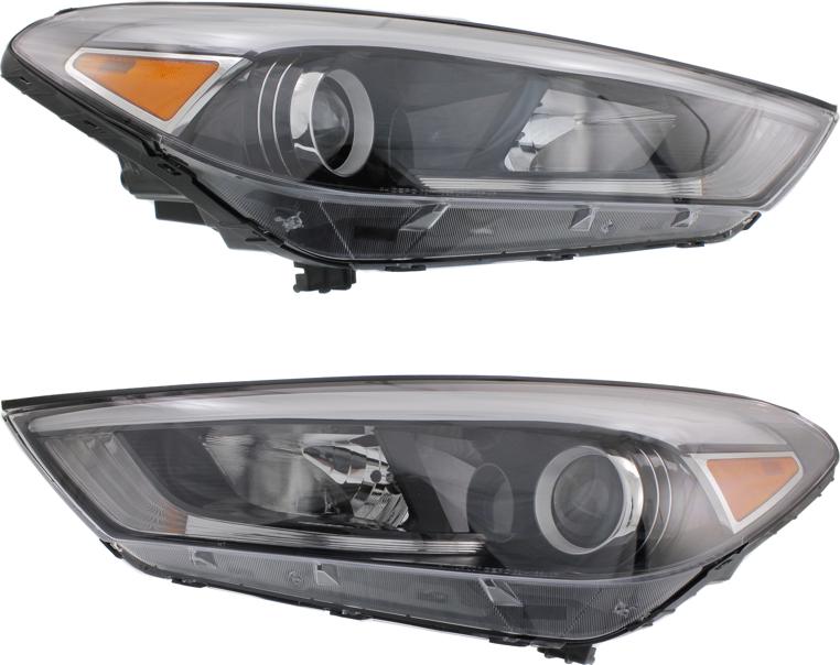 Headlight Set Of 2 Clear W/ Bulb(s) - Replacement 2016-2018 Tucson