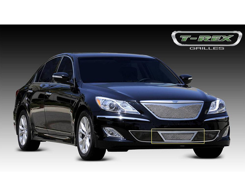 Bumper Grille Center 1 Pc Polished Overlay Upper Class only - T-Rex Grilles 2012-14 Hyundai Genesis Sedan
